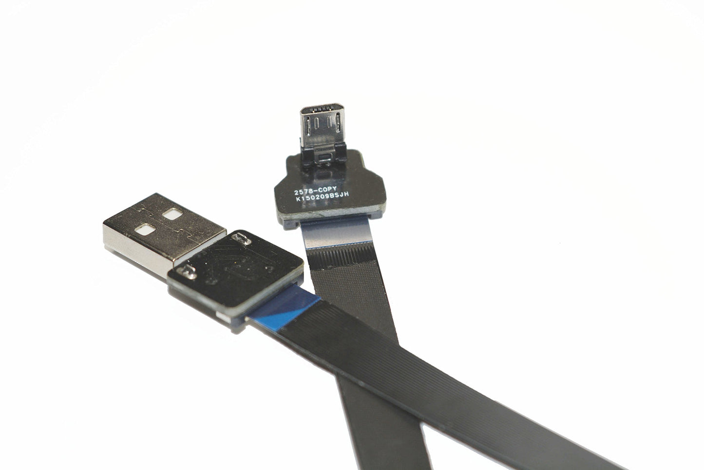 Permanent Short FPV Flat Slim Thin Ribbon FPC Cable Micro USB 90 Degree to Standard USB A for sync and Charging (15CM)