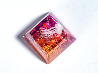 DATKEY Jellyfish Red & Purple Artisan Keycaps - Ocean Cute Aesthetic Custom Keycaps - Gaming Gifts