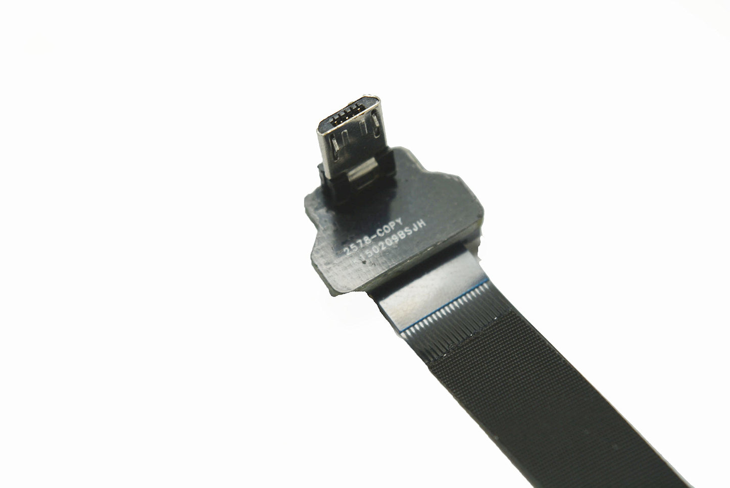 Permanent Black FFC Micro USB FPV Flat Slim Thin Ribbon FPC Cable Micro USB 90 Degree to Standard USB A for sync and Charging (30CM)