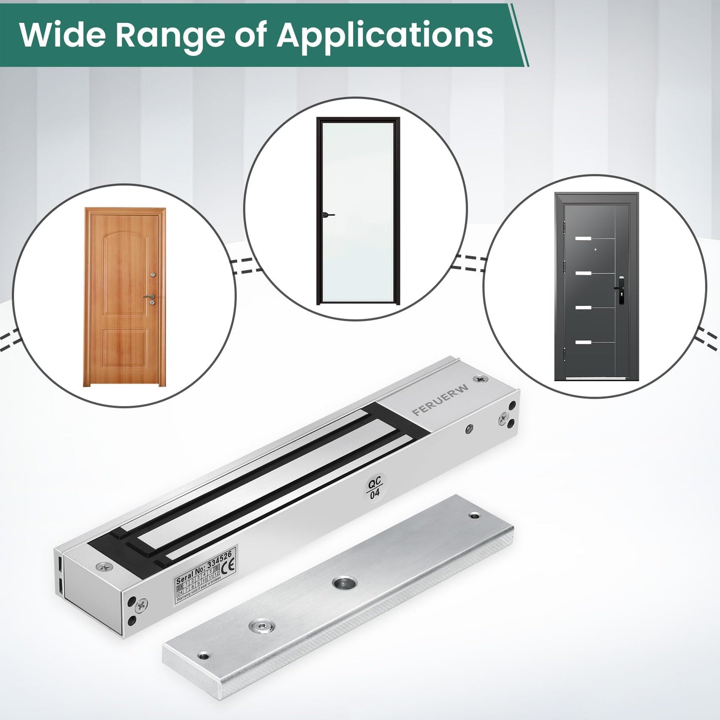 FERUERW 600LBs/280KG Electric Magnetic Lock, Electromagnetic Door Lock Holding Force for Access Control, OutSwinging Door Access Control System, Single Door 12V