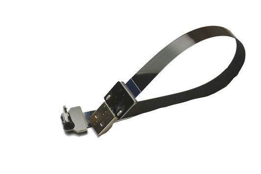 Permanent FFC USB Cable FPV Flat Slim Thin Ribbon FPC Cable Micro USB 90 Degree to Standard USB A for sync and Charging Black (20CM)