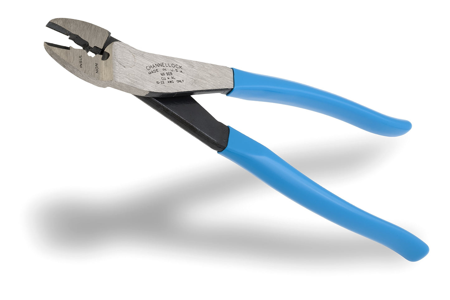 Channellock 909 9.5-Inch Wire Crimping Tool | Electrician's Terminal Crimp Pliers with Cutter are Designed for Insulated and Non-Insulated Connections
