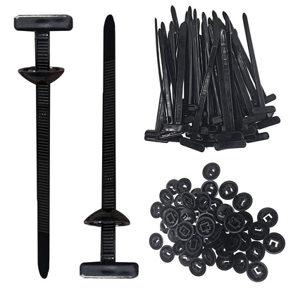 100PCS Nylon Universal Cable Tie Buckle – Heavy Duty Self-Locking Zip Ties Holder with Pin & Button Design, Plastic Cable Ties Tool Fasteners Car Body, UV Resistant Zipties for Car Daily Auto Fixing