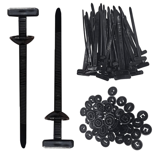 100PCS Nylon Universal Cable Tie Buckle – Heavy Duty Self-Locking Zip Ties Holder with Pin & Button Design, Plastic Cable Ties Tool Fasteners Car Body, UV Resistant Zipties for Car Daily Auto Fixing
