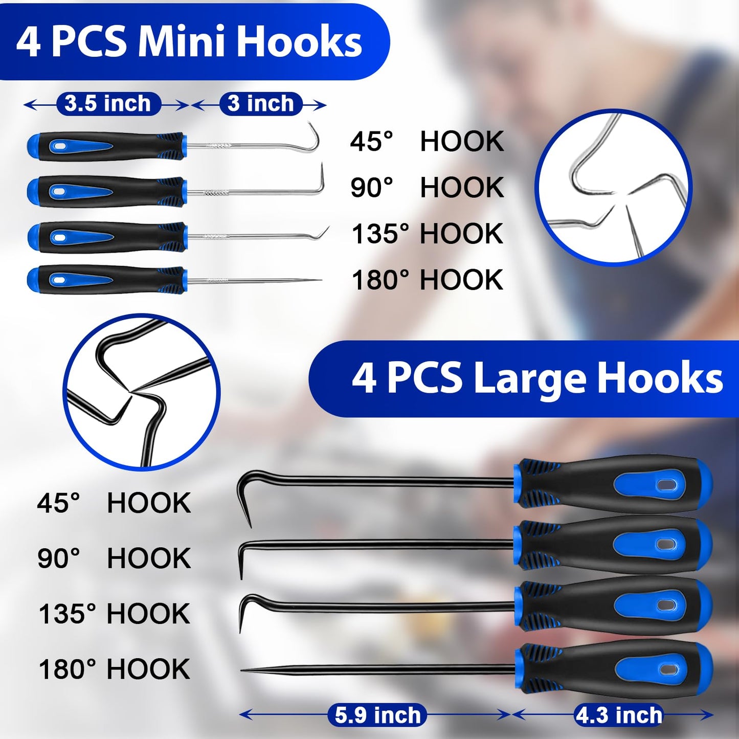 Keze 17 Pcs Hook and Pick Set Auto Trim Removal Tool Kit,Clip Plier Remover Tool Gasket Scraper Telescoping Magnetic Pickup Tool for Automotive Repair and Car Body Door Panel Fastener Removal