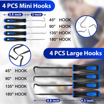 Keze 17 Pcs Hook and Pick Set Auto Trim Removal Tool Kit,Clip Plier Remover Tool Gasket Scraper Telescoping Magnetic Pickup Tool for Automotive Repair and Car Body Door Panel Fastener Removal