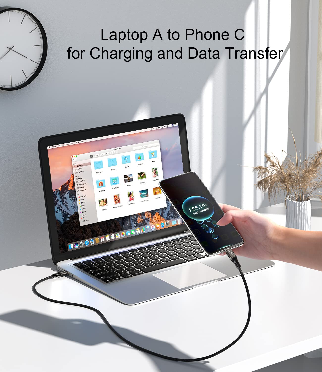 USB A to USB C Cable 6.6ft, 10Gbps Data Transfer and 60W 3A Fast Charging Cable, USB C 3.1/3.2 Cable for Android Auto Samsung S21/S20/S10/Note 20, iPad Pro, Sony XZ, LG Other Type-C Devices