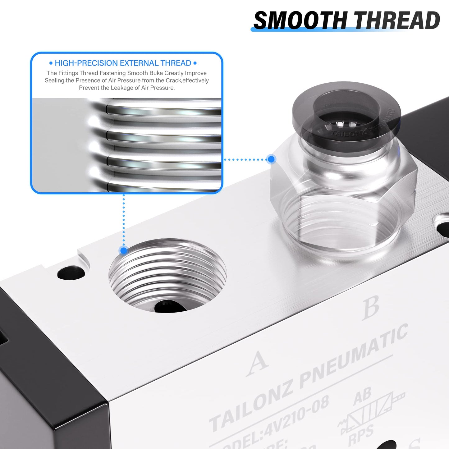 TAILONZ PNEUMATIC 1/4"NPT Solenoid Valve DC12V Single Coil Pilot-Operated Electric 2 Position 5 Way Connection Type 4V210-08 Outlet wire