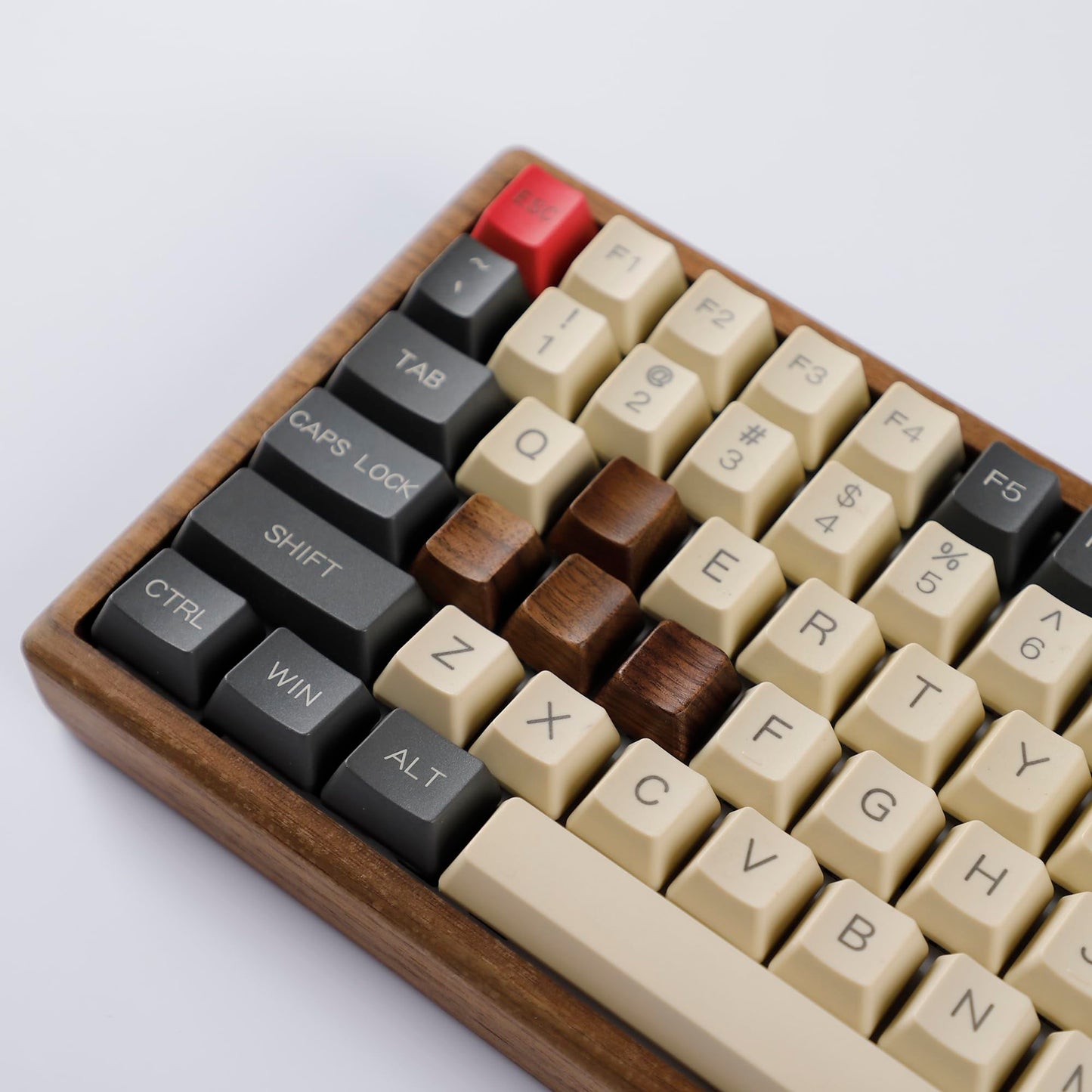 YMDK Wooden Keycap Solid Walnut Wood Keycap Novelty Keycaps Spacebar Esc Arrow Keys OEM Profile for Cherry MX Mechanical Keyboard (WASD 4 Keys R2 R3)