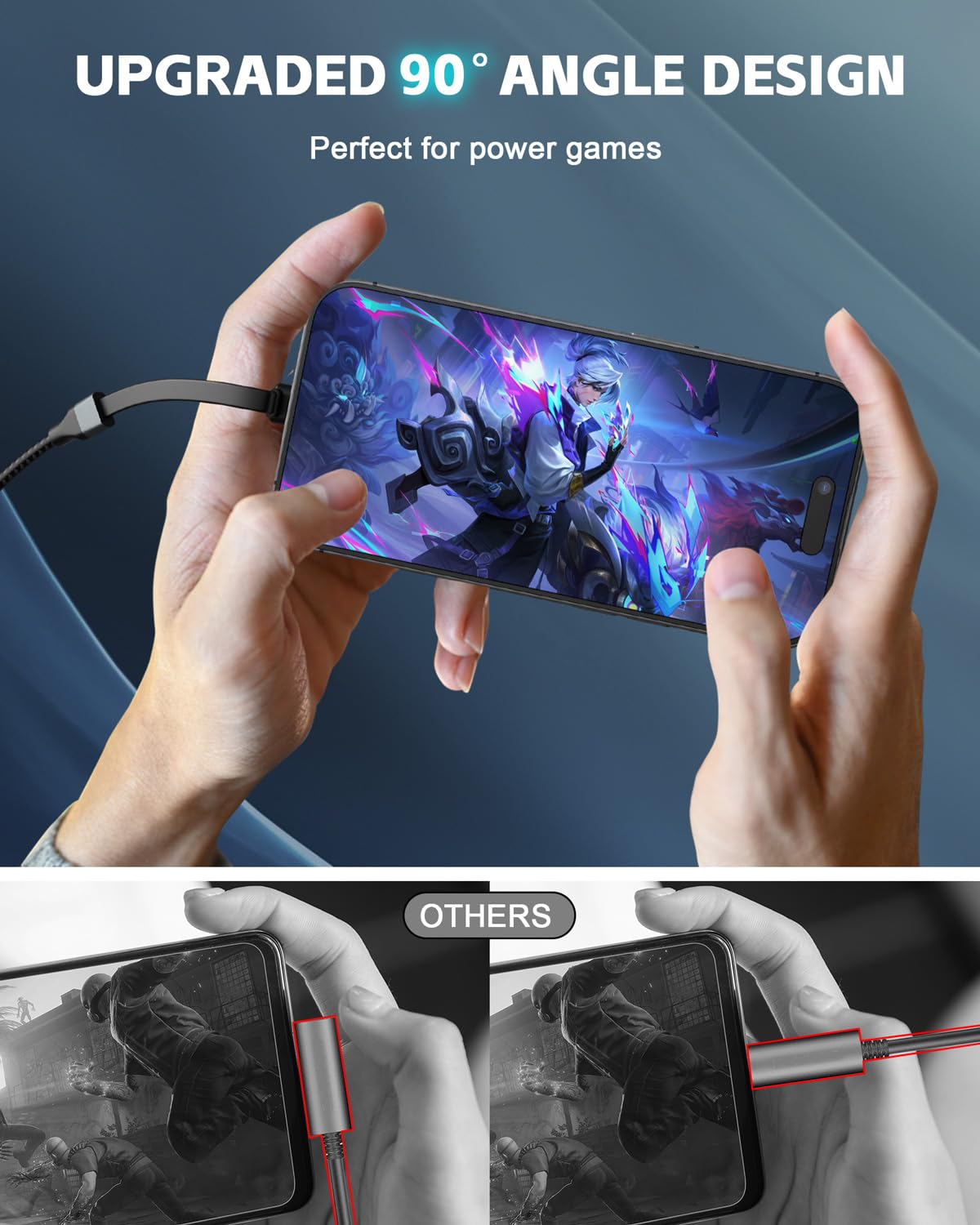 USB to USB C Cable 10ft, 60W USB A to USB C Fast Charging Cable, Right Angle USB C Cord Nylon Braided for iPhone 16/15, iPad Pro, Samsung Galaxy S21/S22/S23/S24, Note 20 10, Pixel 8, Nintendo etc.