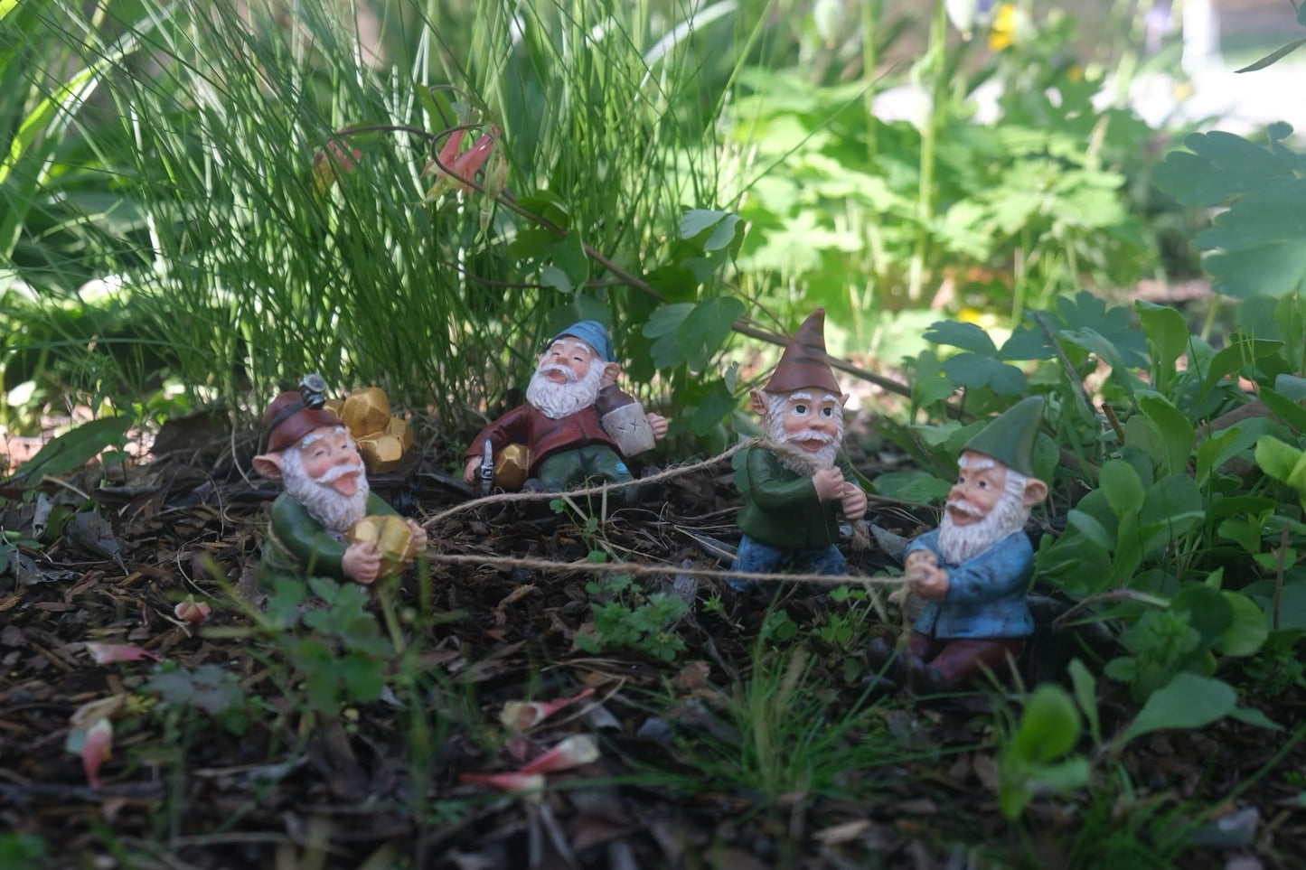 BELLA HAUS DESIGN The Gnome Creek Mining Company Garden Statue | Authentic Gold Prospector's Poly-Resin Outdoor Decor |Poly-Resin 5pc Set (Gnome Creek Mining)