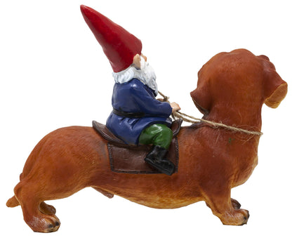 Funny Guy Mugs Gnome and a Dachshund Garden Statue- Indoor/Outdoor Garden Dog Gnome Sculpture for Patio, Yard or Lawn