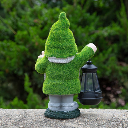 ANYUETE Flocked Garden Outdoor Gnome Statues Decor with Solar Lights, Large Funny Gnome Garden Figurines for Outside Patio Yard Lawn House Farmhouse Sculptures Decorations Gifts, White