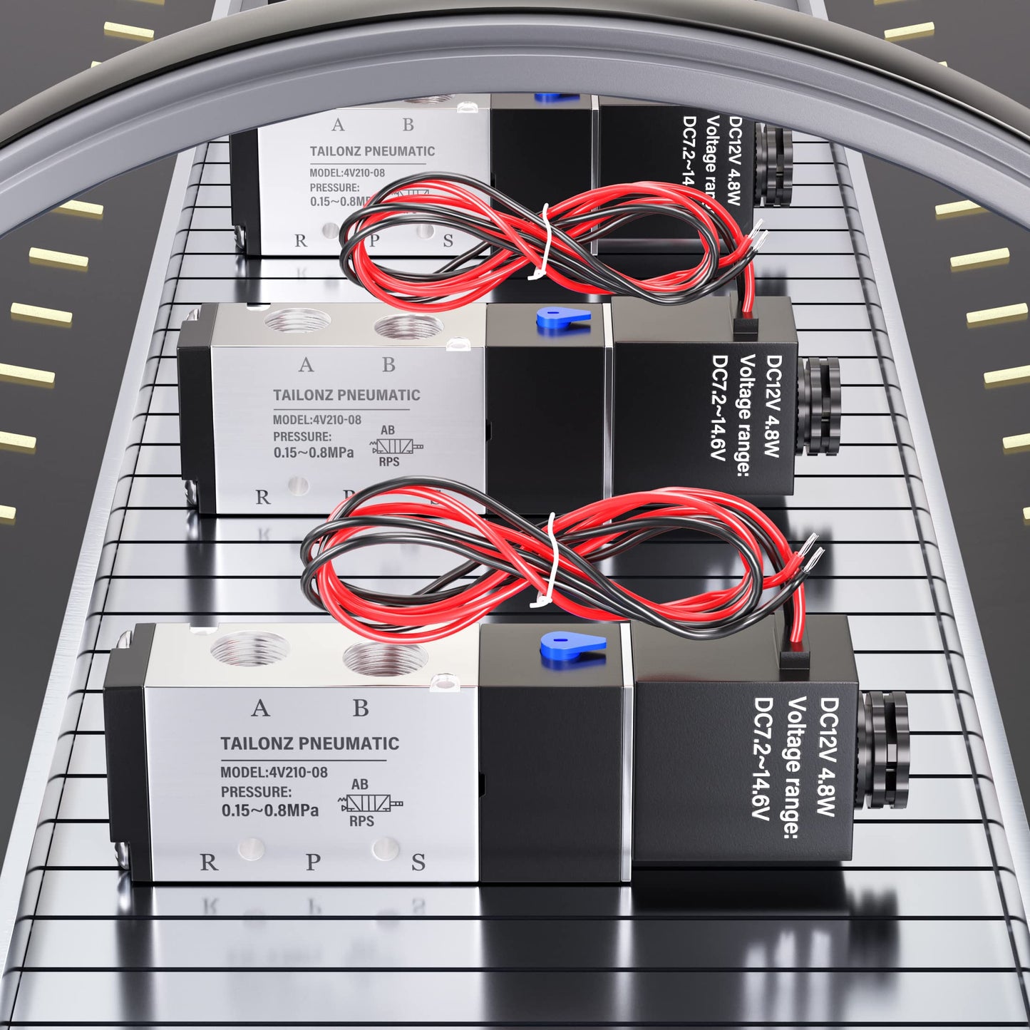 TAILONZ PNEUMATIC 1/4"NPT Solenoid Valve DC12V Single Coil Pilot-Operated Electric 2 Position 5 Way Connection Type 4V210-08 Outlet wire
