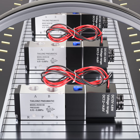 TAILONZ PNEUMATIC 1/4"NPT Solenoid Valve DC12V Single Coil Pilot-Operated Electric 2 Position 5 Way Connection Type 4V210-08 Outlet wire