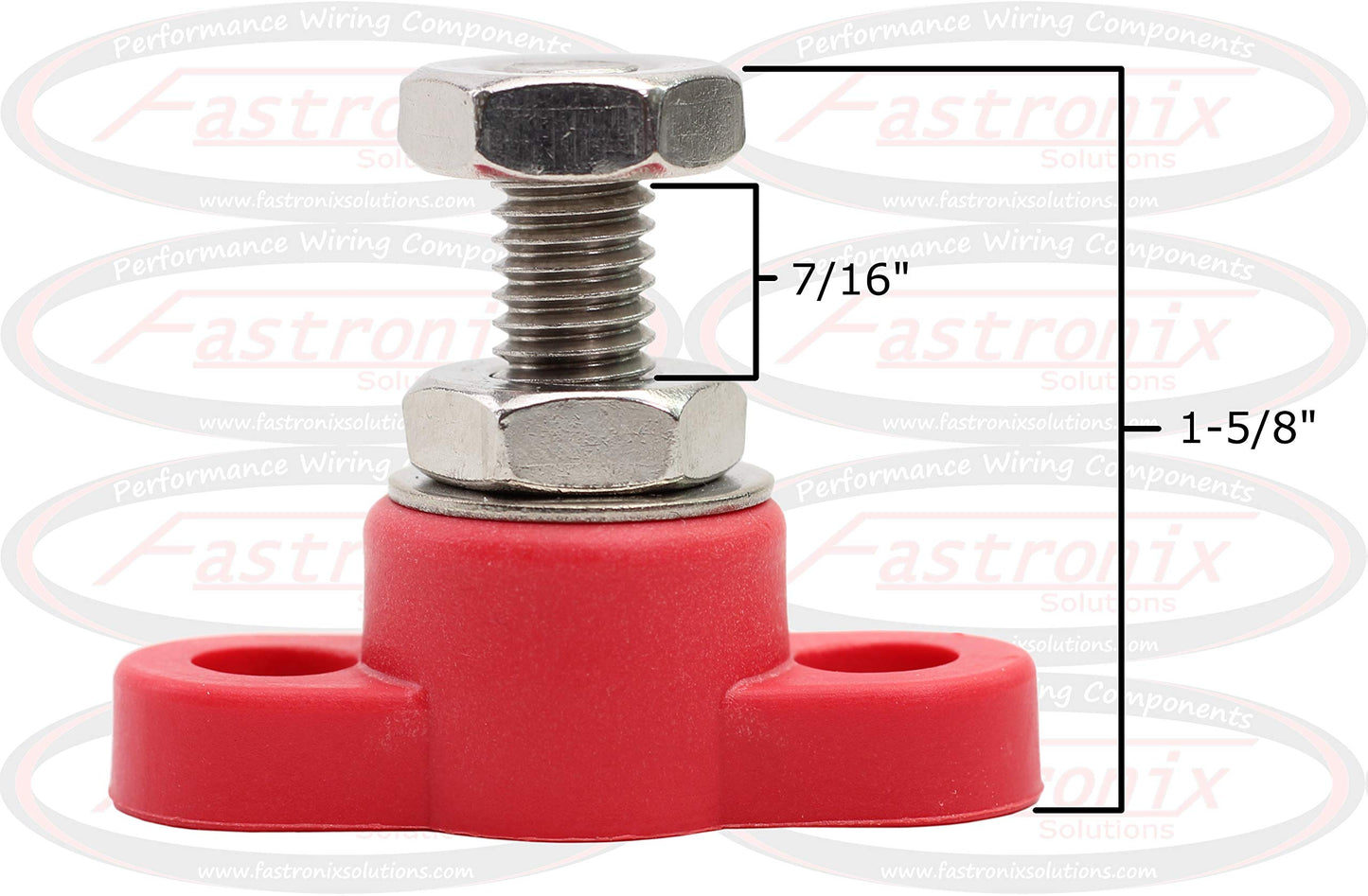 Fastronix 3/8" Stainless Steel Single Stud Power and Ground Junction Block Red and Black
