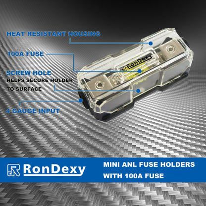 RD in-line Mini ANL Fuse Holder, 4-8 Gauge AWG in-Line Waterproof AFS Fuse Holder Auto Parts, Automotive, Marine, Industrial Inline Fuse Holders for Car Audio Amplifier(100A Fuse Included)