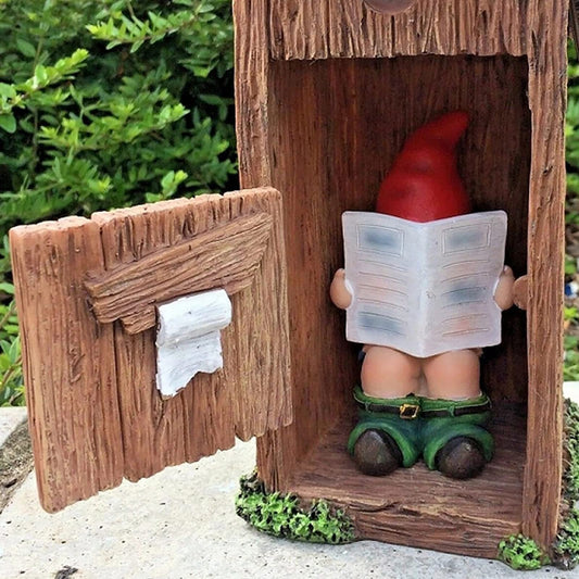 nezababy Funny Garden Gnome Outdoor Statues Naughty Sculpture Decoration Inappropriate Read Newspaper Gnome for Indoor Lawn Yard Red