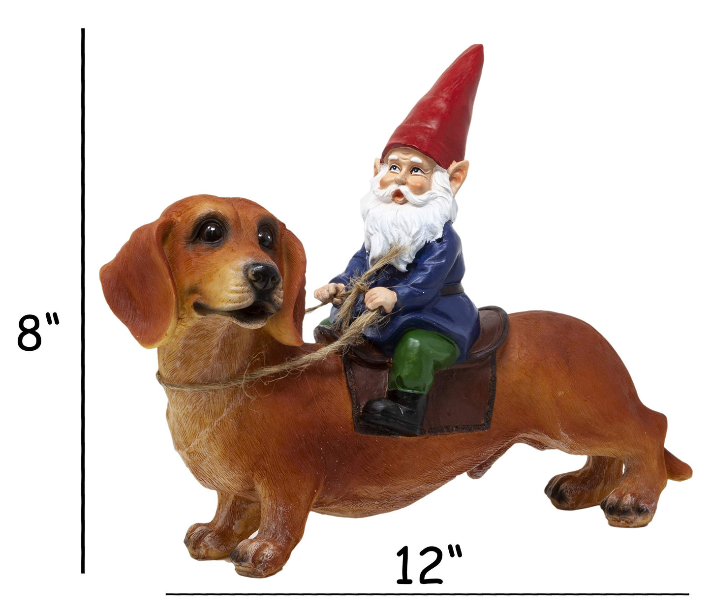Funny Guy Mugs Gnome and a Dachshund Garden Statue- Indoor/Outdoor Garden Dog Gnome Sculpture for Patio, Yard or Lawn