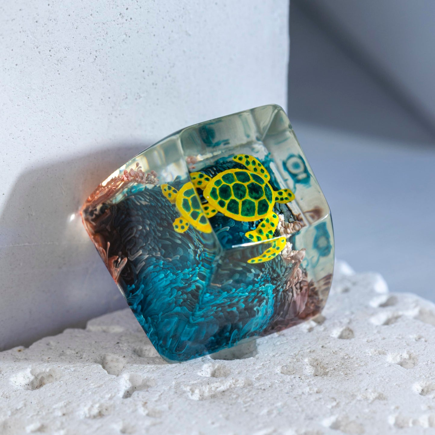 DATKEY Turtle Ocean Artisan Keycap Custom Turtle Sea Handmade Resin Keycap RGB Keyboard Cherry MX Mechanical Gaming Most Keyboard Gift for Man On Valentine Christmas