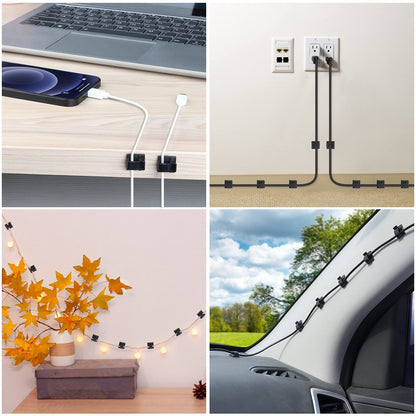 Large Adhesive Cable Clips (45 PCS, Black), Upgraded Wire Clips For Electric Wires, Cord Clips Adhesive Wire Holders For Cable Management Under Desk, Car, Wall, Extension Cord, Ethernet Cable, TV-Coax