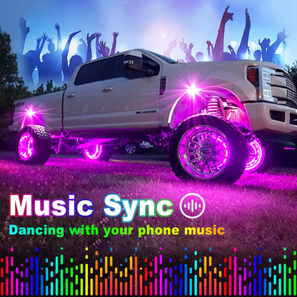 YiLaie RGB LED Rock Lights, 180 LEDs Lights with Phone App/Remote Control & Timing & Music Mode Rock Lights Kits, Waterproof Underglow Light for ATV RZR UTV SUV Off Road AUTO Motorcycle (12 Pods)