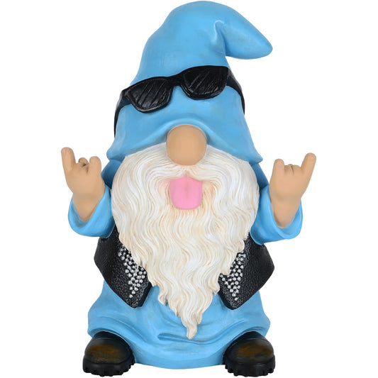 Mood Lab Garden Gnome - Rocker Gnome Statue - 9.25 Inch Tall Lawn Figurine - for Outdoor or House Decor - Funny Yard and Patio Decoration