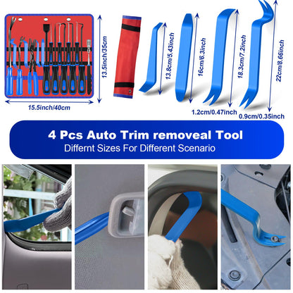 Keze 17 Pcs Hook and Pick Set Auto Trim Removal Tool Kit,Clip Plier Remover Tool Gasket Scraper Telescoping Magnetic Pickup Tool for Automotive Repair and Car Body Door Panel Fastener Removal