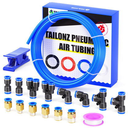 TAILONZ PNEUMATIC 12mm OD 8mm ID Polyurethane PU Air Hose Pipe Tube Kit 10 Meter 32.8ft