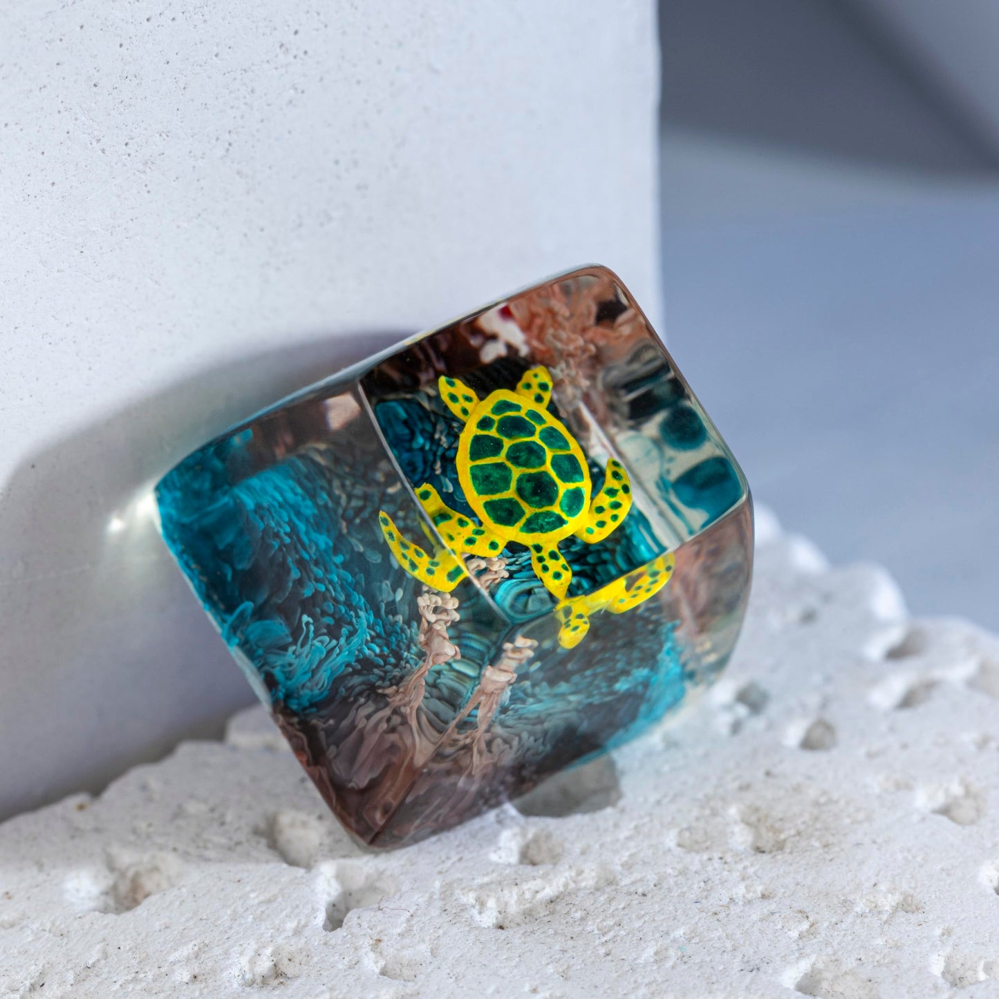 DATKEY Turtle Ocean Artisan Keycap Custom Turtle Sea Handmade Resin Keycap RGB Keyboard Cherry MX Mechanical Gaming Most Keyboard Gift for Man On Valentine Christmas