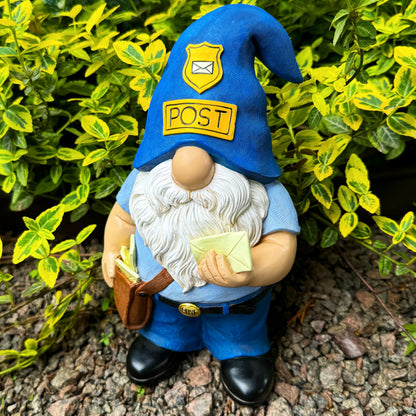 Mood Lab Garden Gnome - Funny Postman Gnome Figurine - 9.25 Inch Tall Lawn Statue - for Outdoor or House Decor
