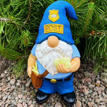 Mood Lab Garden Gnome - Funny Postman Gnome Figurine - 9.25 Inch Tall Lawn Statue - for Outdoor or House Decor