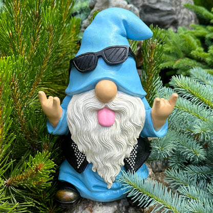 Mood Lab Garden Gnome - Rocker Gnome Statue - 9.25 Inch Tall Lawn Figurine - for Outdoor or House Decor - Funny Yard and Patio Decoration