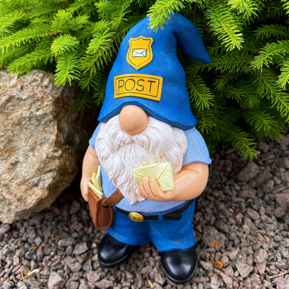 Mood Lab Garden Gnome - Funny Postman Gnome Figurine - 9.25 Inch Tall Lawn Statue - for Outdoor or House Decor